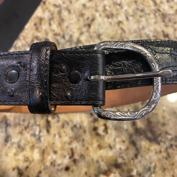 cavenders Accessories Mens Black Ostrich Belt Poshmark